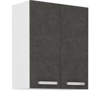 Meuble haut portes battantes - Gris mat - L 60 cm x P 31,6 x H 72 cm - LASSEN