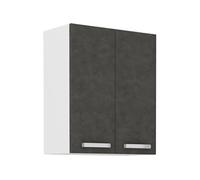 Meuble haut portes battantes - Gris mat - L 60 cm x P 31,6 x H 72 cm - LASSEN