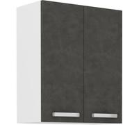 Meuble haut portes battantes - Gris mat - L 60 cm x P 31,6 x H 72 cm - LASSEN