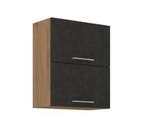 Meuble haut ROCK - Mélaminé décor chêne lancelot et gris matera - 1 porte - L60 x H72 cm Gris G