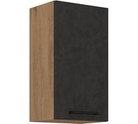 Meuble haut ROCK - MélaminéReproduction chene lancelot et gris matera - 1 porte - L40 x H72 cm