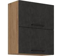 Meuble haut ROCK - MélaminéReproduction chene lancelot et gris matera - 1 porte - L60 x H72 cm