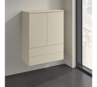 Meuble haut Villeroy & Boch Antao K47100HJ 2 portes, 814 x 1039 x 356 mm, façade structurée, laque mate gris soie / laque mate gris soie