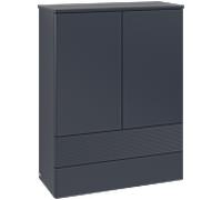 Meuble haut Villeroy & Boch Antao L47100HG avec éclairage, 2 portes, 814 x 1039 x 356 mm, façade texturée, laque mate bleu nuit / laque mate bleu nuit