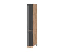 Vicco Meuble Haute de Cuisine R-Line, Anthracite Haute Brillance, 30cm | 2 portes coulissantes · 5 Tablettes · Pieds réglables en hauteur · Librement combinable · ✓ Beaucoup de rangement