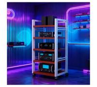 Meuble Hi-FI À 5 Niveaux De 100 Cm De Haut for Équipement Stéréo, Centre De Divertissement TV d'angle Mobile, Tour De Rangement for Composants AV, Étagère Audio-vidéo(White2)