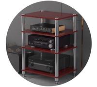 Meuble Hi-FI avec Support pour Amplificateur Équipement Audio-vidéo Home Cinéma Étagère À 2/3/4 Niveaux avec Pointes Découplage pour Récepteur Platine Vinyle Et Enceintes(Brown,60 * 48 * 81cm(4Tier))