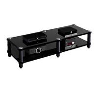 Meuble Hi-FI Double Largeur Noir Robuste, Support multimédia AV pour présenter amplificateur stéréo, Accessoires TV et Lecteur DVD, Composants Hi-FI et Meuble TV d'angle (120 x 54 cm)