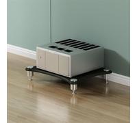 Meuble Hi-Fi moderne, support multimédia en acier inoxydable avec pieds, meuble stéréo 2/34 niveaux pour lecteur DVD/console de jeux/box TV/routeur Wi-Fi, support pour amplificateur (noir, H 10 cm).