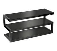 Norstone Meuble TV Esse – noir satiné, verres noirs, supporte jusqu'à 80 kg