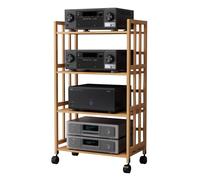Meuble Hi-Fi stéréo à 4 étages avec roulettes, Home Cinéma, support de rangement pour CD mobile, centre de divertissement élégant pour systèmes stéréo à domicile