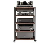 Meuble HiFi à 2/3/4/5 Etagères,Étagère HiFi en Bois et Acier,Hauteur réglable,Support pour Platine Vinyle,Meuble Audio/Vidéo,pour Lecteur DVD,Tourne Disque(5-Tier 50x40x90cm)