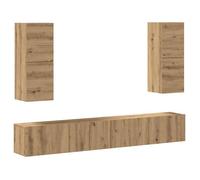 Meuble Hifi Complet/ Ensemble de meuble TV mural 4 pcs - Compartiments - chêne artisanal armoire multimédia Aspect Elegant* 2753380