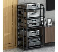 Meuble Hifi, Meuble Chaine Hifi, Étagère À Disques, Amplificateurs Et Médias, Armoire AV Moderne, Avec Étagères Réglables, Support De Rangement Ouvert For La Maison(Black,110x50cm/43.3x19.7in)