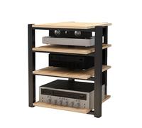 Meuble HiFi Meuble Multimédia à 2/3/4 Niveaux,Audio Video Support,Armoire de Console, Étagère for Console de Tourne-Disque,pour Boitier TV Gaming Consoles Lecteur DVD(Wood,4 Tier)