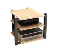 Meuble HiFi Meuble Multimédia à 2/3/4 Niveaux,Audio Video Support,Armoire de Console, Étagère for Console de Tourne-Disque,pour Boitier TV Gaming Consoles Lecteur DVD(Wood,3 Tier)