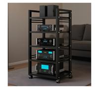 Meuble HiFi Meuble TV HiFi à 5 Niveaux avec étagères en Bois réglables en Hauteur, idéal for Le Salon et Le Home cinéma, Compatible avec lecteurs CD et chaînes stéréo.(Noir)