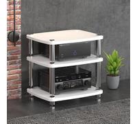 Meuble HiFi Profond, Support Audio Modulable Tour Équipement Anti-Vibration | Rangement Équipement Audio Très Profond avec Pointes de Découplage pour Ampli(White,3-Tier)