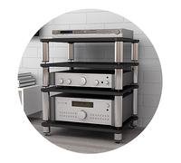 Meuble HiFi réglable à 4 Niveaux - Support Audio et vidéo Multifonctionnel, Design Noir élégant, Gain de Place, 60 x 48 x 94 cm - Idéal pour Les systèmes Home cinéma et de Divertissement