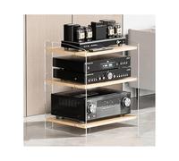 Meuble HiFi Support audio en acrylique, meuble multimédia HIFI AV avec étagères réglables, console de tourne-disque moderne, étagère audiovisuelle, meuble stéréo for la maison TV(Natural,3 Tier)
