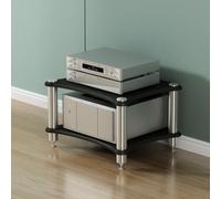 Meuble HiFi Support Audio Multi-Tier, Etagere AV Media Stand pour Ampli | Meuble Audio Mousse Spikes d Isolation Metalliques pour Platine Vinyle & Lecteur CD Tower(Black,2-Tier)