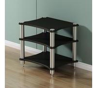 Meuble HiFi Support Audio Multi-Tier, Etagere AV Media Stand pour Ampli | Meuble Audio Mousse Spikes d Isolation Metalliques pour Platine Vinyle & Lecteur CD Tower(Black,3-Tier)
