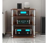 Meuble HiFi Support Audio Visuel en Verre Trempé, Support de Stockage de Composants Stéréo de Divertissement, Armoire AV Moderne pour Console de Jeu Lecteur DVD(Brown,72cm/28.3in)