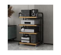 Meuble HiFi Support de composants stéréo, support HIFI, support multimédia AV avec roulettes, lecteur de disques amovible, DVD, CD, console de jeux, organisateur for la maison TV(Natural,4 Tier)