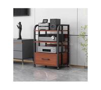 Meuble HiFi Support multimédia AV à 2/3/4 niveaux avec tiroir, support HiFi, tour de rack audio avec étagères réglables, étagère en bois for console de jeux vidéo for tourne-disque TV(Rot,79cm)