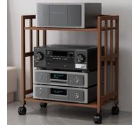Meuble Hifi,Support Multimédia AV à 2/3 niveaux,Meuble Imprimante,étagère Stéréo en Bois,Armoire pour lecteur de disques CD,Rack pour sous la télévision pour DVD,Consoles de jeux,Routeurs(Brown,60x38x