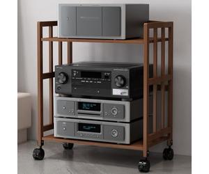 Meuble Hifi,Support Multimédia AV à 2/3 niveaux,Meuble Imprimante,étagère Stéréo en Bois,Armoire pour lecteur de disques CD,Rack pour sous la télévision pour DVD,Consoles de jeux,Routeurs(Brown,50x38x