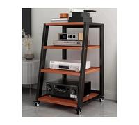 Meuble HiFi Support multimédia AV avec roulettes Étagère trapézoïdale for console de jeu Système stéréo domestique roulant Composants de divertissement Armoire for tourne-disque TV(Brown,4 tier)