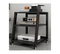 Meuble HiFi Support multimédia AV avec roulettes Étagère trapézoïdale for console de jeu Système stéréo domestique roulant Composants de divertissement Armoire for tourne-disque TV(Svart,3 Tier)