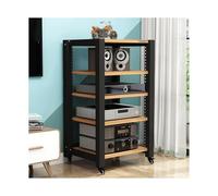 Meuble HiFi Support multimédia AV avec roulettes, support HiFi, étagères de rangement multimédia réglables, support audio en bois, meuble stéréo for lecteur CD, console de jeux vidéo TV(Legno,5 Tier)