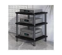 Meuble HiFi Support multimédia AV en bois for lecteur CD, tourne-disque, composant stéréo, tour, support HiFi, console de jeux TV, étagère for équipement de cinéma maison, studio TV(Svart,3 Tier)