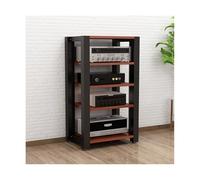 Meuble HiFi Support multimédia AV Étagères de rangement multimédia réglables Lecteur de disques CD Armoire de rack de composants stéréo Tour de rack audio moderne Compatible with studio TV(Rot,5 Tier)