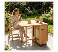 Meuble HiFi Table à abattant, Table Pliante Cuisine rectangulaire Extensible, avec 4 chaises, Table Polyvalente sur Roues avec Rangement pour Les réunions Entre Amis(Fruitwood Color)