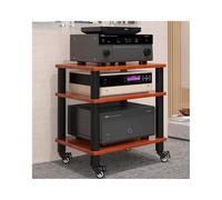 Meuble HiFi Tour de rack audio avec roulettes for système stéréo domestique, composants de divertissement, meuble support multimédia audio-vidéo robuste for cinéma maison bureau TV(Brown,3 Tier)