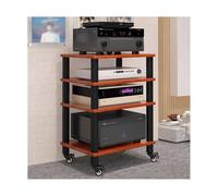 Meuble HiFi Tour de rack audio avec roulettes for système stéréo domestique, composants de divertissement, meuble support multimédia audio-vidéo robuste for cinéma maison bureau TV(Brown,4 Tier)