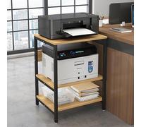Meuble Imprimante Support Imprimante Double Couche,Étagère de bureau en bois avec tige en métal,Stockage à Plusieurs Niveaux Meubles de Bureau,pour imprimante(Brown B,H*W77.5*40cm/30.5*16")