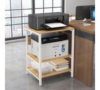 Meuble Imprimante Support Imprimante Double Couche,Étagère de bureau en bois avec tige en métal,Stockage à Plusieurs Niveaux Meubles de Bureau,pour imprimante(Brown A,H*W77.5*40cm/30.5*16")