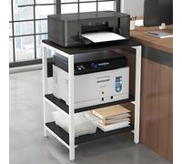 Meuble Imprimante Support Imprimante Double Couche,Étagère de bureau en bois avec tige en métal,Stockage à Plusieurs Niveaux Meubles de Bureau,pour imprimante(Black A,H*W77.5*40cm/30.5*16")