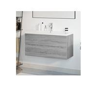 vidaXL Meuble lavabo avec bassin intégré Sonoma gris Bois d'ingénierie3152883 Gris G