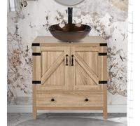 Meuble lavabo de salle de bain avec lavabo en verre, meuble élégant sur pied pour petits espaces, rangement de salle de bain contemporain