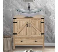 Meuble lavabo de salle de bain avec lavabo en verre, meuble élégant sur pied pour petits espaces, rangement de salle de bain contemporain