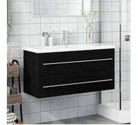 Meuble-lavabo de salle de bain - vidaXL - Noir - 100x38,5x48 cm - Bois d'ingénierie - Vasque encastrée - Céramique