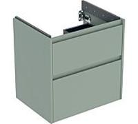 Meuble-lavabo Geberit Renova Plan 504027IK1, 2 tiroirs, corps et façade vert sauge, finition laquée satinée, largeur 59,5 cm