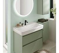 Meuble-lavabo Geberit Renova Plan 504030IK1, 2 tiroirs, structure/façade vert sauge, finition laquée satinée, largeur 79,4 cm