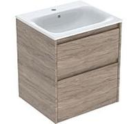 Geberit Meuble-lavabo Renova 504038JR8 – lavabo bord étroit 2 tiroirs, vasque KeraTect, noyer