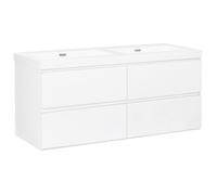 Meuble-lavabo mural avec double vasque CARDIEL 120 cm 52 cm Blanc